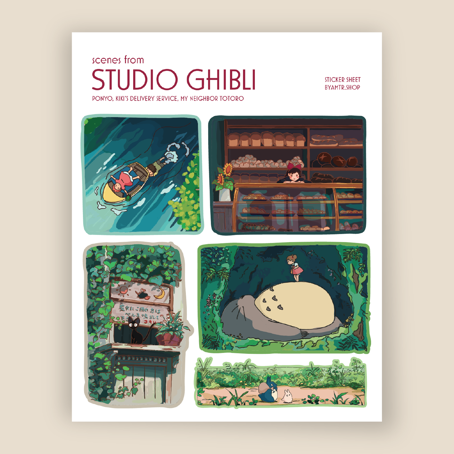 Scenes from Studio Ghibli Sticker Sheet