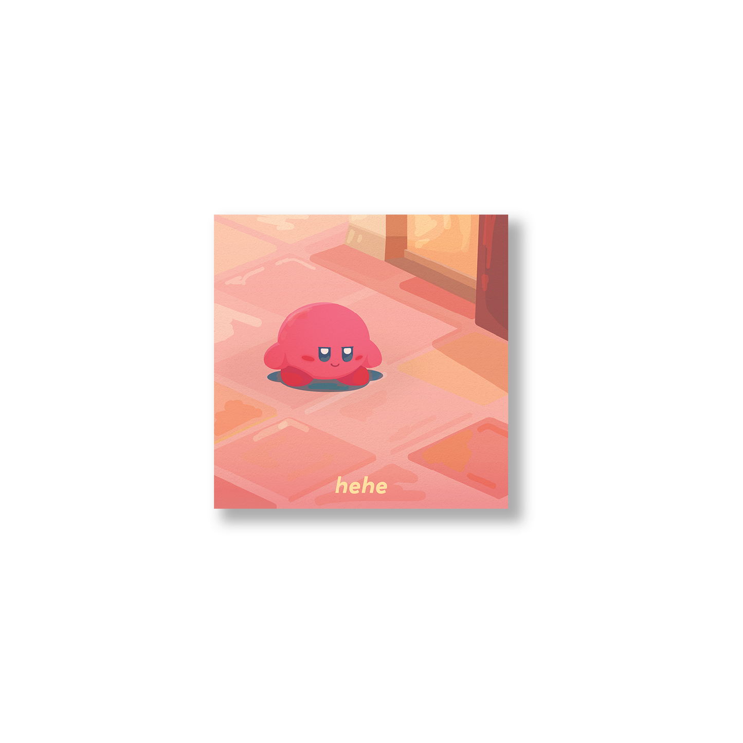 "hehe" Kirby Square Sticker Flake